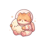 pawdorable — a sleepy ginger cat astronaut hugging a tiny moon